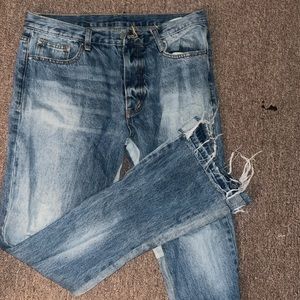 blue flared mnml jeans